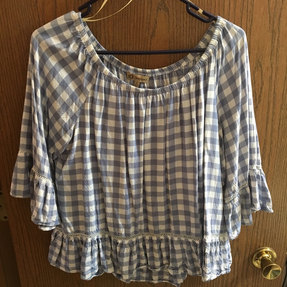 Off the shoulder (or not) gingham Blouse